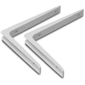 Set van 2x stuks planksteunen / plankdragers wit gelakt aluminium 15 x 10 cm tot 30 kilo - Plankdragers