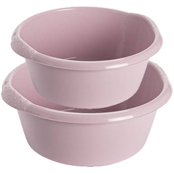Voordeel set multi-functionele kunststof afwas huishoud teiltjes oud roze in 2-formaten - Afwasbak