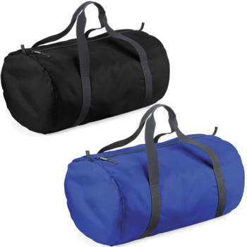 Set van 2x kleine sport/draag tassen 50 x 30 x 26 cm - Zwart en Blauw - Sporttassen