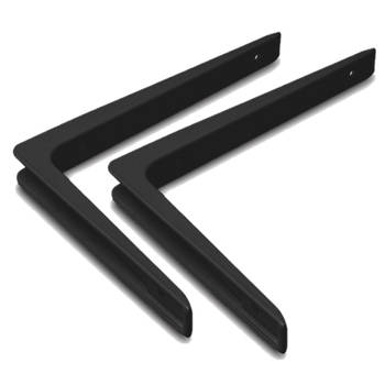 Set van 2x stuks planksteunen/ plankdragers zwart gelakt aluminium 15 x 10 cm - Plankdragers
