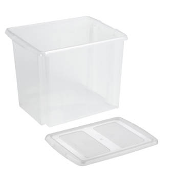 Sunware opslagbox kunststof 45 liter transparant 45 x 36 x 36 cm met deksel - Opbergbox