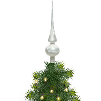 Kerstboom piek ijs wit van glas met mat finish 26 cm - kerstboompieken