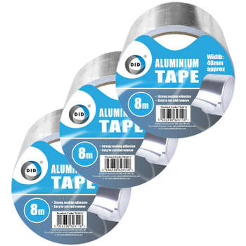 DID aluminiumtape/reparatietape zilver 3 stuks 8 meter - Tape (klussen)