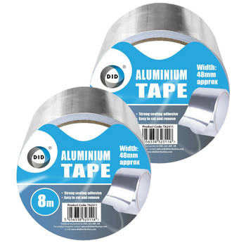 DID aluminiumtape/reparatietape zilver 2 stuks 8 meter - Tape (klussen)
