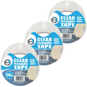 DID verpakkingstape transparant 3 stuks 50 meter x 48 mm - Tape (klussen)