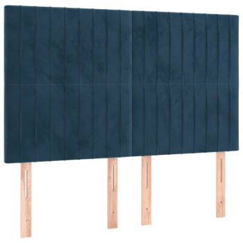 vidaXL Hoofdborden 4 st 72x5x78/88 cm fluweel donkerblauw