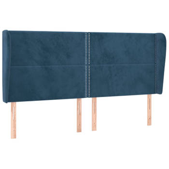 vidaXL Hoofdbord met randen 203x23x118/128 cm fluweel donkerblauw