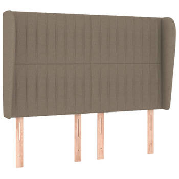 vidaXL Hoofdbord met randen 147x23x118/128 cm stof taupe