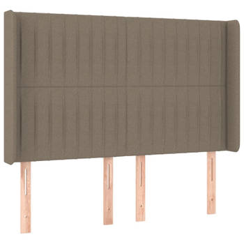 vidaXL Hoofdbord met randen 147x16x118/128 cm stof taupe