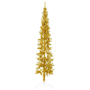 The Living Store Kunstkerstboom - Halve - 210 cm - PVC - Goud