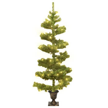 vidaXL Kunstkerstboom met verlichting en pot 120 cm PVC groen