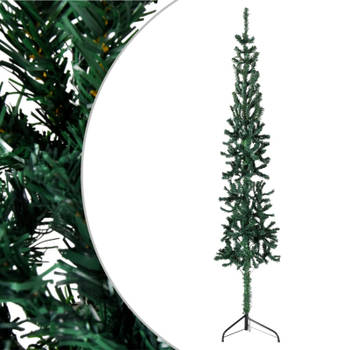 vidaXL Kunstkerstboom half met standaard smal 240 cm groen