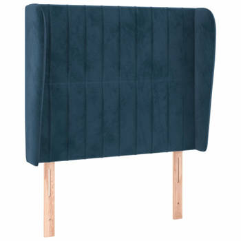 vidaXL Hoofdbord met randen 93x23x118/128 cm fluweel donkerblauw