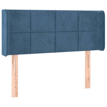 vidaXL Hoofdbord met randen 103x16x78/88 cm fluweel donkerblauw