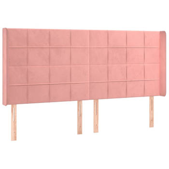 vidaXL Hoofdbord met randen 163x16x118/128 cm fluweel roze