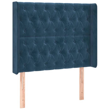 vidaXL Hoofdbord met randen 103x16x118/128 cm fluweel donkerblauw