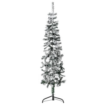 vidaXL Kunstkerstboom half met sneeuw smal 150 cm