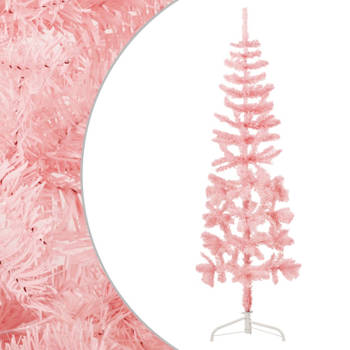 vidaXL Kunstkerstboom half met standaard smal 120 cm roze