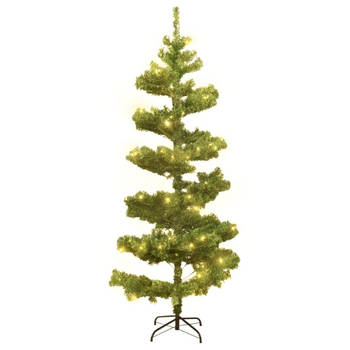Blokker The Living Store Spiraal Kerstboom met LEDs - 180 cm - PVC - Groen aanbieding