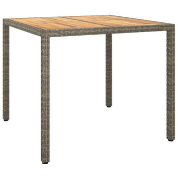 vidaXL Tuintafel 90x90x75 cm poly rattan en acaciahout grijs