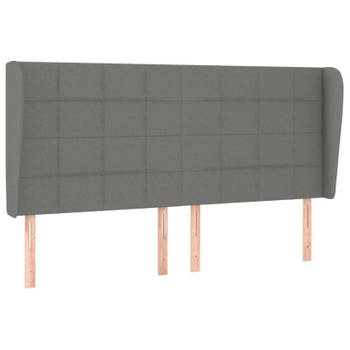 vidaXL Hoofdbord met randen 203x23x118/128 cm stof donkergrijs