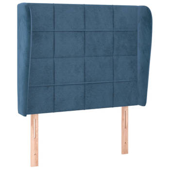 vidaXL Hoofdbord met randen 83x23x118/128 cm fluweel donkerblauw