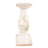 HAES DECO - Kandelaar 30 cm Roze Beige Keramiek Bloemen Kaarsenstandaard Kaarsenhouder