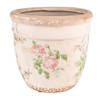 HAES DECO - Bloempot Ø 18x17 cm Roze Beige Keramiek Rond Bloemen Bloempot binnen Plantenpot Plant pot