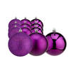 Kerstballen - 12x st - paars - kunststof - 6 cm - glitter-glans-mat - Kerstbal