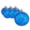 Krist+ Kerstballen - 12x st - blauw kobalt glitter - kunststof - 6 cm - Kerstbal