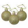 12x stuks kerstballen goud glitters kunststof 4 cm - Kerstbal