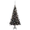 vidaXL Kunstkerstboom met verlichting en kerstballen 120 cm PVC zwart