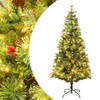 vidaXL Kerstboom met LED en dennenappels 225 cm PVC en PE groen