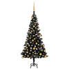 vidaXL Kunstkerstboom met verlichting en kerstballen 120 cm PVC zwart