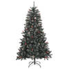 The Living Store Kunstkerstboom - Luxe Scharnierende 150 cm Groen-Witte PVC Boom - Volle Kerstboom met Decoratiesneeuw