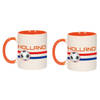 2x stuks mok/ beker wit Holland vlag met voetbal 300 ml - feest mokken