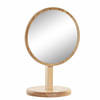 Items Make-up spiegel op standaard - rond - bamboe - 22 cm - Make-up spiegeltjes