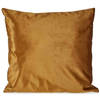 Bank/sier kussens voor binnen in de kleur velvet goud 45 x 45 cm - Sierkussens