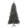 The Living Store Kunstkerstboom Deluxe - 240 cm - Met scharnierconstructie - Groen en wit - Inclusief dennenappels -