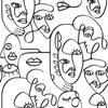 Noordwand Behang Friends & Coffee Line Art Faces wit en zwart