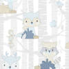 Noordwand Behang Mondo baby Forest Animals wit en blauw