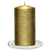 Trend Candles - Stompkaarsen met glazen onderzetters set van 2x stuks - goud 7 x 13 cm - Stompkaarsen