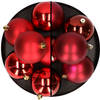 12x stuks kunststof kerstballen 8 cm mix van donkerrood en rood - Kerstbal