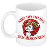 Grappige Kerst mok/beker - niks ho ho ho doordrinken - wit - Bekers