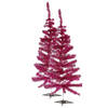 2x stuks kleine fuchsia roze kerstbomen van 120 cm - Kunstkerstboom