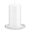 Trend Candles - Stompkaarsen met glazen onderzetters set van 2x stuks - helder wit 8 x 15 cm - Stompkaarsen