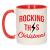 Leuke Kerst cadeau mok/beker - rocking this Christmas - rood - Bekers