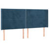 vidaXL Hoofdbord met randen 183x16x118/128 cm fluweel donkerblauw