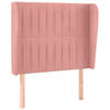 vidaXL Hoofdbord met randen 103x23x118/128 cm fluweel roze