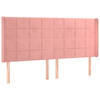 vidaXL Hoofdbord met randen 203x16x118/128 cm fluweel roze